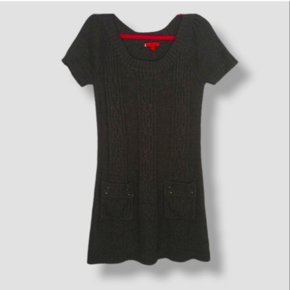 Short Sleeve Tunic Top or Cable Knit Sweater Dress | Sz. L | Gray - Picture 3 of 4